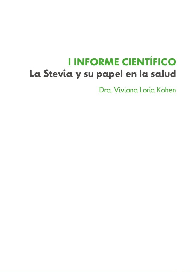 Informe científico - La Stevia y su papel en la salud Informe científico - La Stevia y su papel en la salud