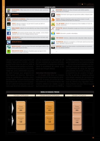 18
05 • Pruebas
18
CITROËNC4Picasso
niendo en cuenta que avisa tanto de
radares fijos como móviles. ¿Cómo
puede hacer ésto sin que se salte la
ley? Básicamente porque su funcio-
namientoestábasadoenunacomu-
nidad de unos 2.600.000 usuarios
en toda Europa que proporcionan
información al sistema. Asimismo,
avisa de accidentes, atascos, esta-
do del tráfico... A través de la pantalla
del sistema de infotainment se pue-
de ver cuál es el conductor más cer-
cano que tenemos delante. Los avi-
sos se muestran en un radio de 30
km por delante de nuestro vehículo.
Por supuesto, el conductor también
tiene la posibilidad de avisar a los
otros que vengan detrás.
Velocidad 3G intermitente
El dongle USB lleva un módem
inalámbrico con tecnología de cone-
xión 3G. A priori, en zonas de bue-
na cobertura, el funcionamiento del
sistema debería ser rápido, al igual
quesucede,porejemplo,conBMWy
su SIM embebida. Pero la realidad es
que el sistema no se muestra rápido.
En las pruebas realizadas en ciu-
dad por zonas de máxima cobertu-
ra, el proceso de carga de algunas
aplicaciones era lento y hacian que
la experiencia de usuario mengua-
ra. Por lo demás, el sistema ofrece
una amplio abanico de servicios de
información con un diseño y estruc-
tura de menús muy logrados, intui-
tivos y fáciles de usar. Solo le queda
mejorar la velocidad. ■
CALCULADORA. Utilidad situada dentro del menú Tools para realizar operaciones
aritméticas.
CARBURANTE. Aplicación que permite conocer el precio de la gasolina en
diferentes estaciones de servicio.
CONVERSOR DE MONEDAS. Utilidad situada dentro del menú Tools para realizar
operaciones de cambio monetario.
COYOTE. Aplicación apoyada en una gran base de usuarios que alerta de
incidencias de tráfico y radares.
EMAIL READER. Aplicación de correo electrónico que incluye el sistema Multicity
Connect.
FACEBOOK. Red social que permite acceder a fotos, mensajes... de los contactos
integrados dentro de la red. Se bloquea durante la marcha.
GUÍA MICHELÍN. Versión on line de la famosa guía que ofrece información sobre
restaurantes y hoteles..
MICHELÍN TRÁFICO. Aplicación que informa al conductor sobre incidencias de la
circulación en tiempo real.
MICHELÍN VIAJES. Función que ofrece información sobre lugares turísticos: fotos,
precios, guiado al punto de interés...
MINESWEEPER BOOM. Aplicación del apartado juegos que sigue la misma
mecánica que el popular buscaminas.
MYCITROËN. Aplicación que ofrece información sobre distintos aspectos
relacionados con el vehículo.
PARKING. Información sobre lugares de aparcamiento públicos, incluyendo tarifas
y horarios.
PUZZLE. Aplicación del apartado juegos que permite componer un puzzle
utilizando la pantalla táctil del sistema de infotainment.
TELL ME WHERE. Aplicación de búsqueda que ofrece resultados en función de
opiniones, valoraciones...
TIC TAC TOE. Aplicación del apartado de juegos que funciona como el popular tres
en raya.
TIEMPO. Información y previsión meteorológica.
TRIP ADVISOR. Opiniones y valoraciones sobre restaurantes, hoteles, atracciones...
VÍA MICHELÍN. Aplicación de navegación con información sobre los precios de los
peajes, velocidades máximas de la vía...
WIKIPEDIA. Aplicacion que ofrece acceso a una de las fuentes de conocimiento
libre más extensas de Internet.
--
LISTADO DE APPS
P
MODELO DE NEGOCIO: PRECIOS
1año
Citroën C4 Picasso Citroën Grand C4 Picasso Citroën C4 Cactus
• Requisitos: pantalla táctil de 7 pulgadas
Renovación
anual
139€
Primera
suscripción*
385€
Renovación
anual
139€
Primera
suscripción*
385€
Primera
suscripción*
385€
Renovación
anual
139€
* Citroën Multicity Connect funciona en 17 países sin gasto adicional.
• Requisitos: pantalla táctil de 7 pulgadas • Requisitos: pantalla táctil de 7 pulgadas
Renovación
anual
 