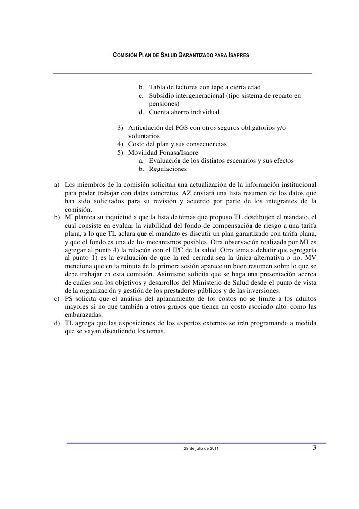 Informe comisión plan garantizado de salud oct 2011