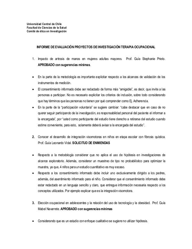 Informe Comite De Etica En Investigacion Proyectos To Parte Ii