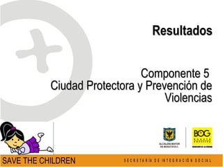Componente 5  Ciudad Protectora y Prevención de Violencias Resultados SAVE THE CHILDREN  