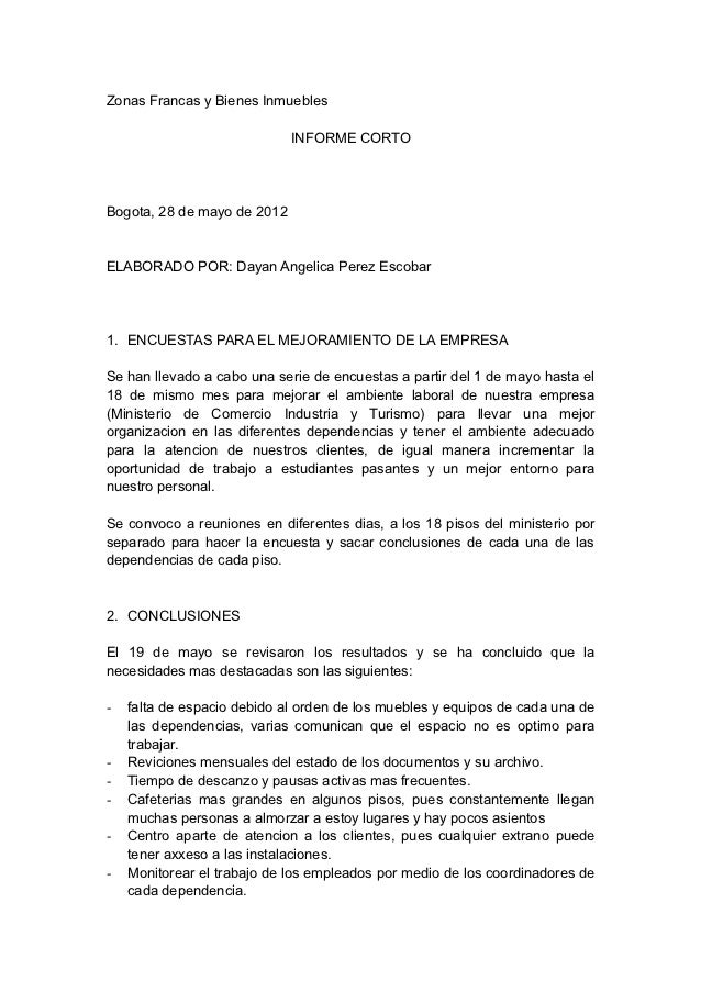informe corto como se redacta un informe