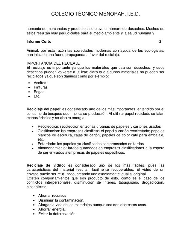Informe corto