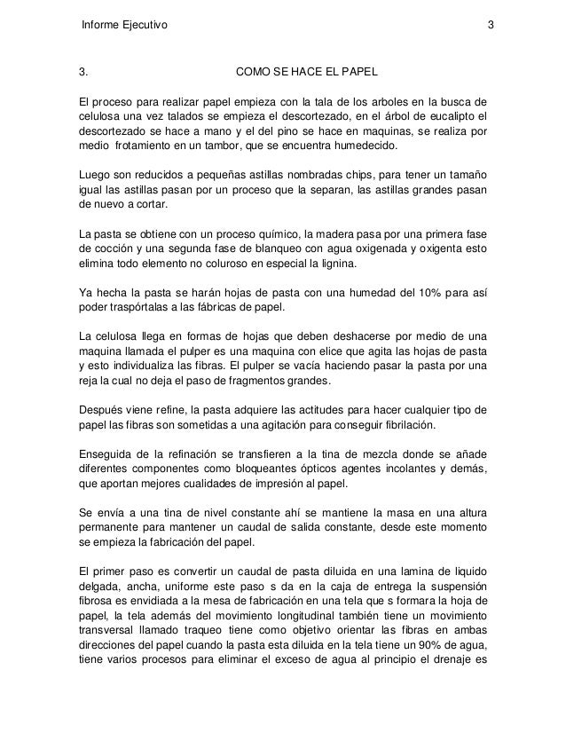 ejemplo de un informe ejecutivo corto