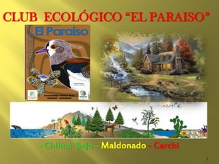 CLUB ECOLÓGICO “EL PARAISO”




    - Chilmá Bajo – Maldonado - Carchi
                                         1
 