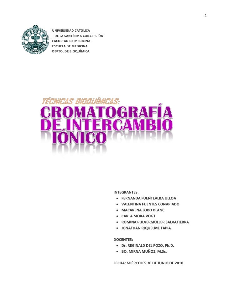 Informe cromatografia de intercambio ionico