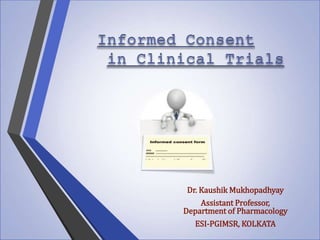 Dr. Kaushik Mukhopadhyay
Assistant Professor,
Department of Pharmacology
ESI-PGIMSR, KOLKATA
 