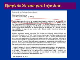 Ejemplo de Dictamen para 2 ejercicios
 