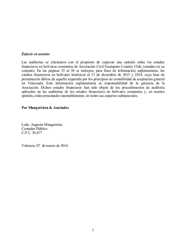 Informe de auditoria 2015