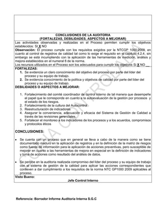 Informe de auditoria control interno | PDF