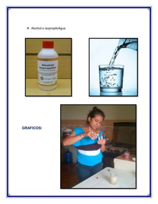  Alcohol o isopropiloAgua

GRAFICOS:

 