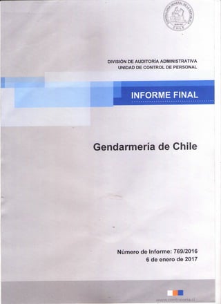 Informe de Contraloría sobre Gendarmería de Chile 06.Enero.2017