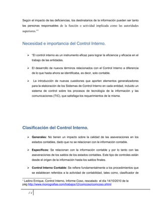 Informe de control interno | DOC