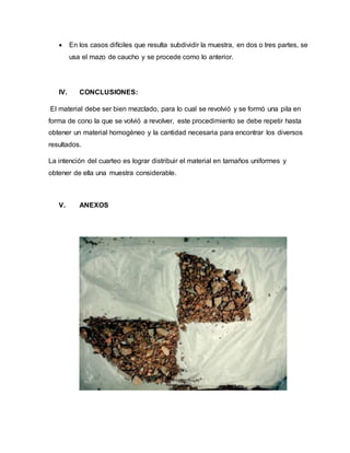 Informe de cuarteo de muestra | DOCX