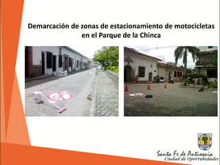 Demarcación de zonas de estacionamiento de motocicletas
en el Parque de la Chinca
 