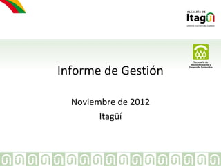 Informe de Gestión

  Noviembre de 2012
        Itagüí
 