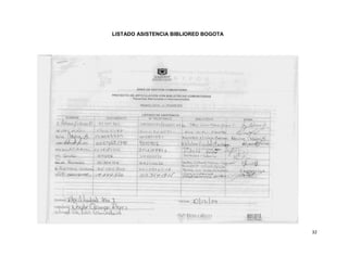 32
LISTADO ASISTENCIA BIBLIORED BOGOTA
 