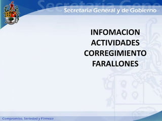 INFOMACION
 ACTIVIDADES
CORREGIMIENTO
  FARALLONES
 