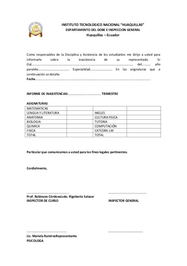 Informe de inasistencias de estudiantes