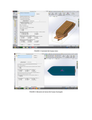 FIGURA 3: Centroide Del Cuerpo Lleno
FIGURA 4: Momento de Inercia Del Cuerpo Sumergido
 