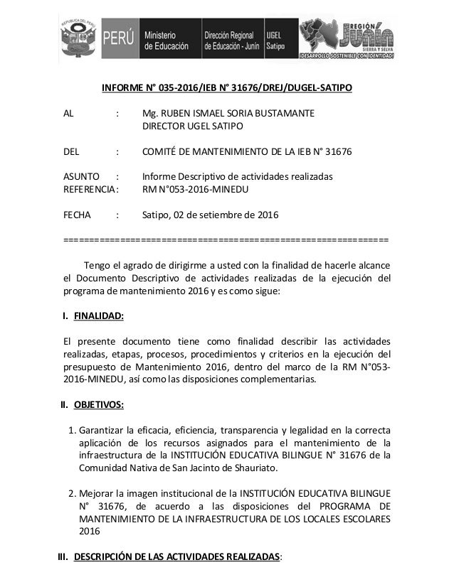 Informe de mantenimiento 2016