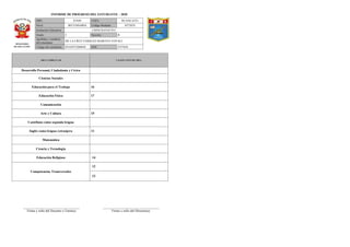 Informe de progreso del estudiante 5 B