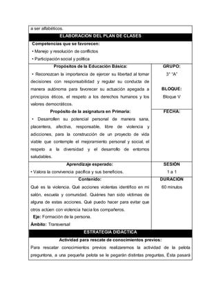 Informe de proyecto para prevenir la violencia (acoso escolar o ...