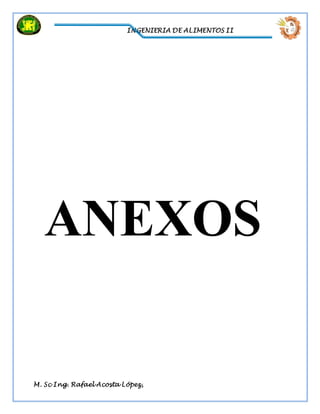 INGENIERIA DE ALIMENTOS II
M. Sc Ing. Rafael Acosta López,
ANEXOS
 