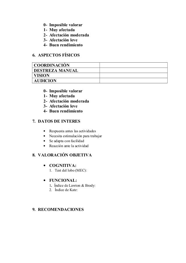 Informe de terapia ocupacional Informe de terapia ocupacional