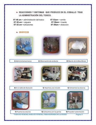 “TODO ES VENENO, NADA ES VENENO, TODO DEPENDE DE LADOSIS” Página3
07:48 am = administración del toxico 07:53am = vomito
07...