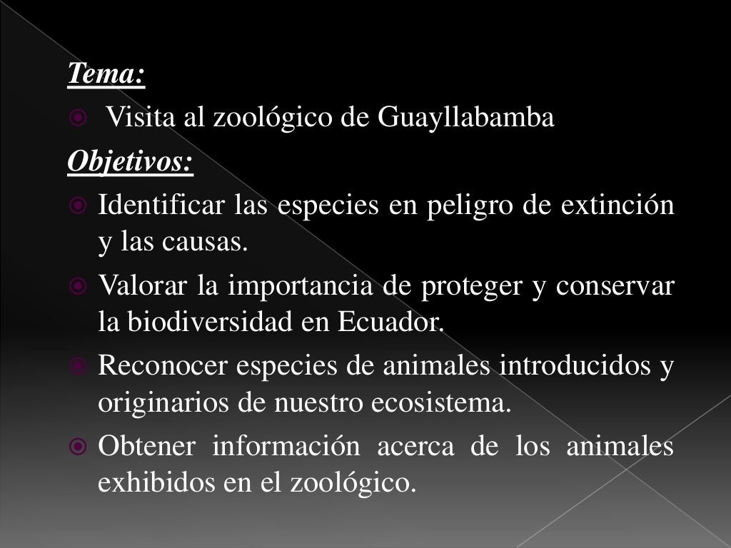 Informe de visita al zoológico