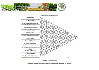 DISEÑO DE PLANTAS AGROINDUSTRIALES – UNIVERSIDAD NACIONAL DE TRUJILLO
Esquema de Tabla Relacional
Figura 1. Tabla Relacional
 