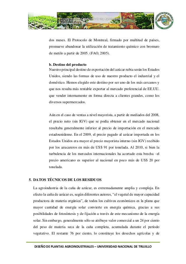 Informe Diseno De Planta Azucarera Final
