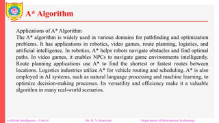 informed Search strategies in AI, Characteristics of Informed Search | PPTX
