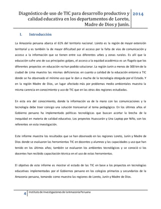 Diagnostico de TIC en escuelas rurales amazónicas | DOCX
