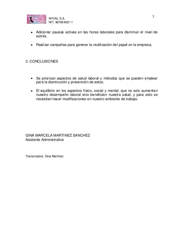 ejemplo de un informe ejecutivo corto