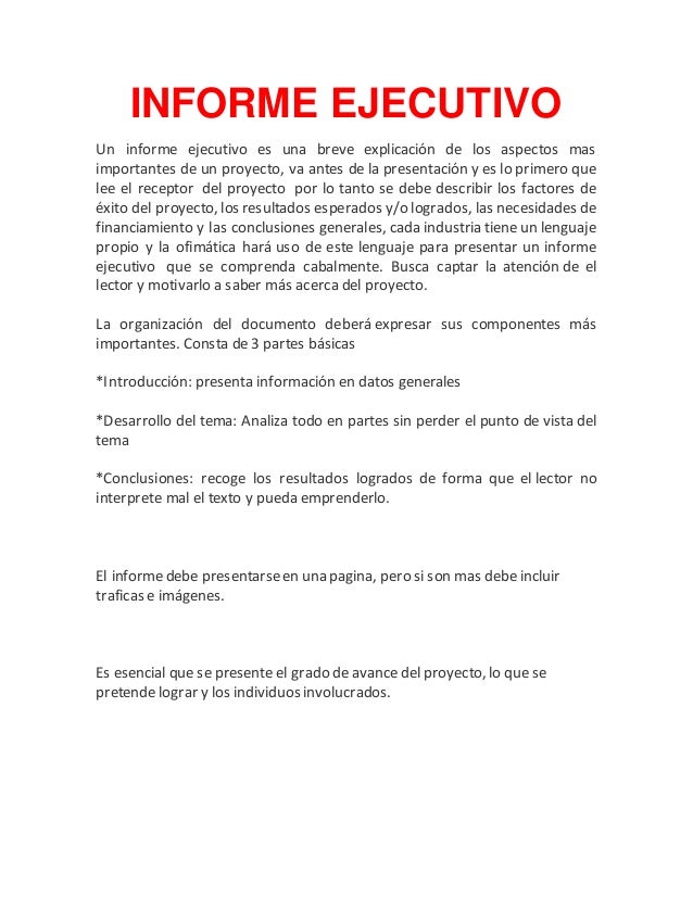 informe ejecutivo informe ejecutivo
