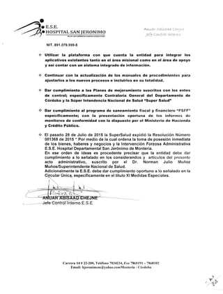 Informe ejecutivo cuatrimestral del sistema de control de interno | PDF