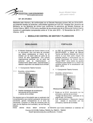 Informe ejecutivo cuatrimestral del sistema de control de interno | PDF ...