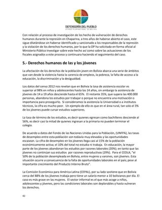 Informe ejercicio DDHH en Bolivia 2014