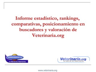 Informe estadístico, rankings,  comparativas, posicionamiento en buscadores y valoración de Veterinaria.org www.veterinaria.org   