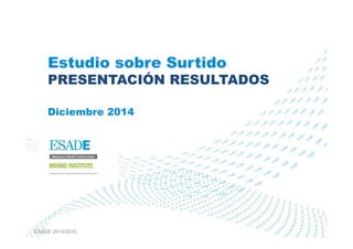 ESADE 2014/2015
Estudio sobre Surtido
PRESENTACIÓN RESULTADOS
Diciembre 2014
 