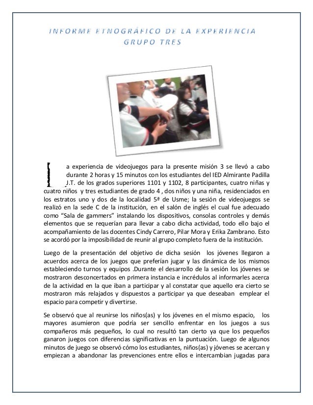 Resultado de imagen para DE QUE SE TRATA UN INFORME ETNOGRAFICO