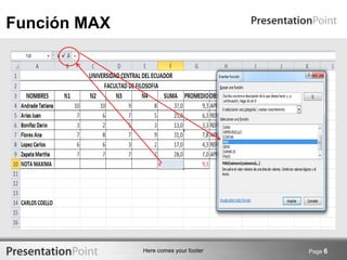 Here comes your footer Page 6
Función MAX
 
