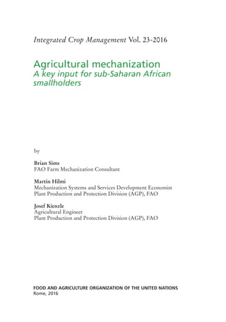 La mecanización agrícola: un insumo clave para los pequeños campesinos de África subsahariana