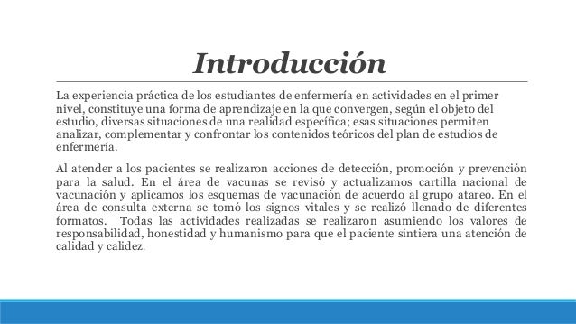 Introducción De Un Informe De Práctica De Enfermería