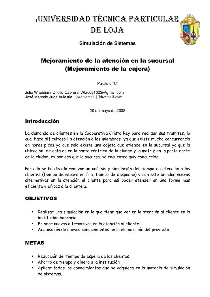 Informe Final Del Proyecto De Simulacion De Sistemas