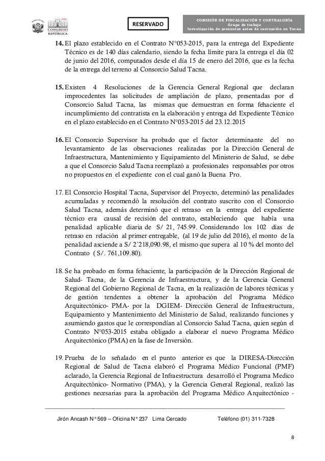 Informe Fiscalización: Casos de corrupcion en Tacna