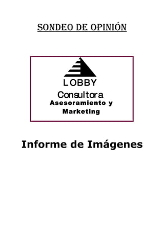 SONDEO DE OPINIÓN




      L OBBY
     Consultora
    Asesoramiento y
       Marketing




Informe de Imágenes
 