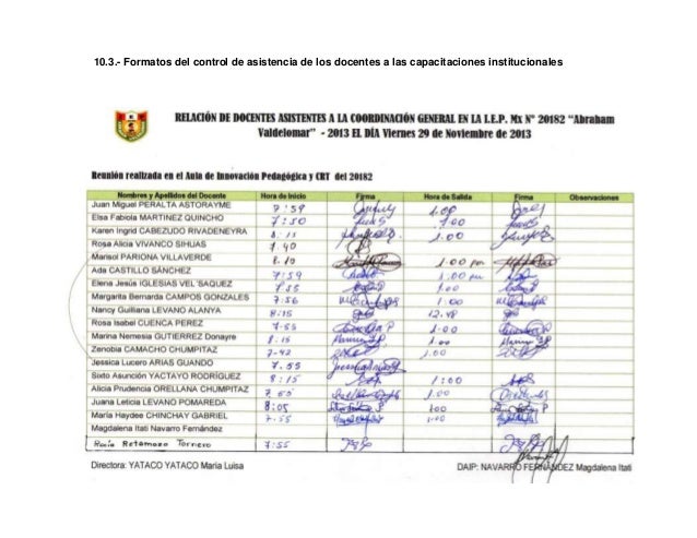 formato de asistencias